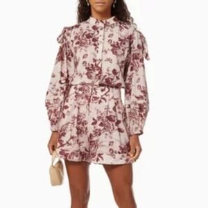 Alemais Heather Tie Shoulder Organic Cotton Floral Printed Blouse Size 8 (US 4).